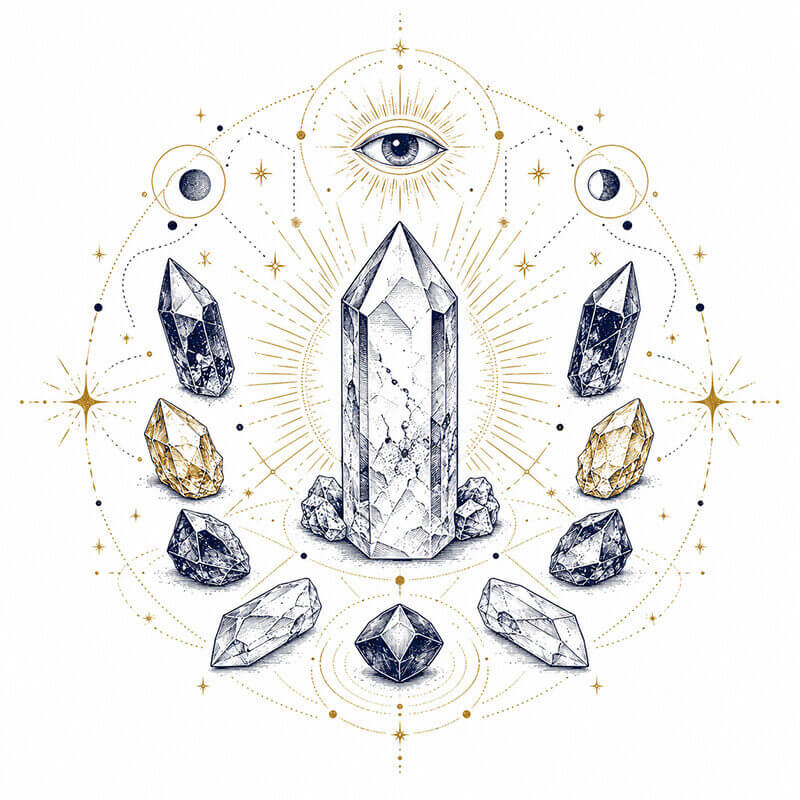 A mystical illustration representing a crystal reading