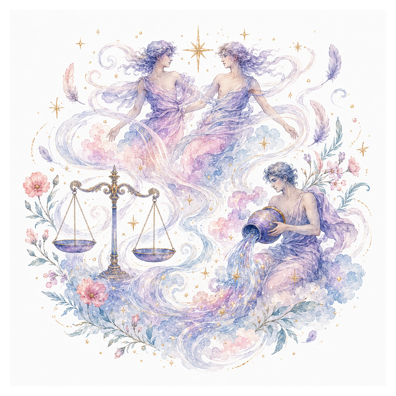 An illustration representing Air Signs