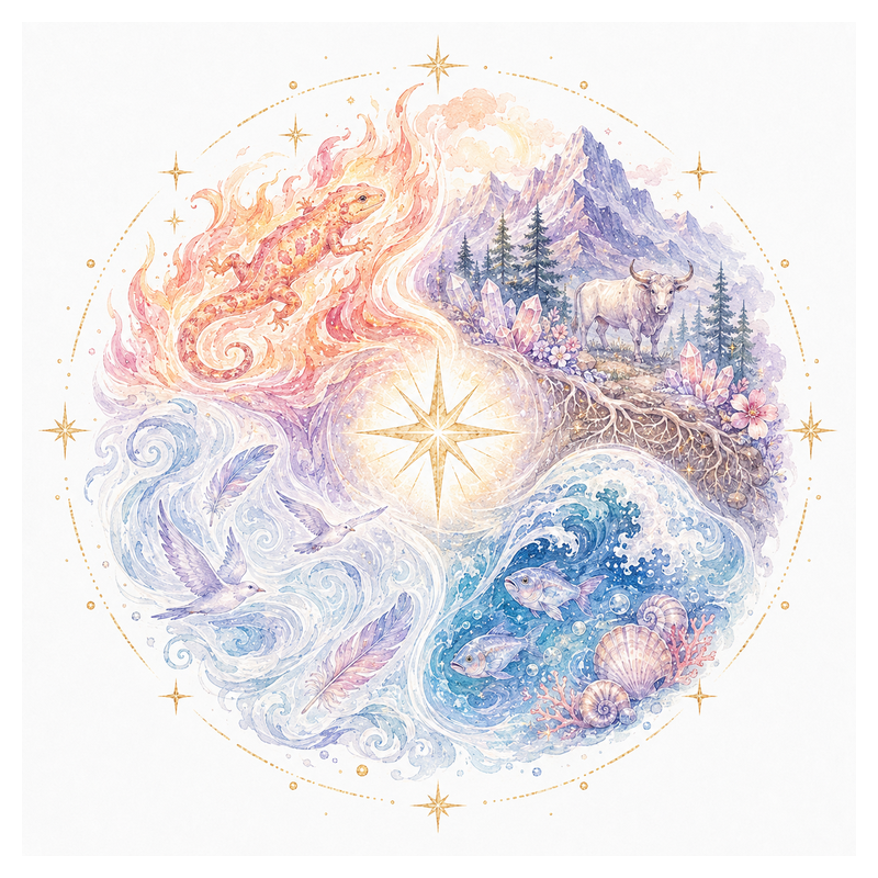 An illustration representing Four Elements