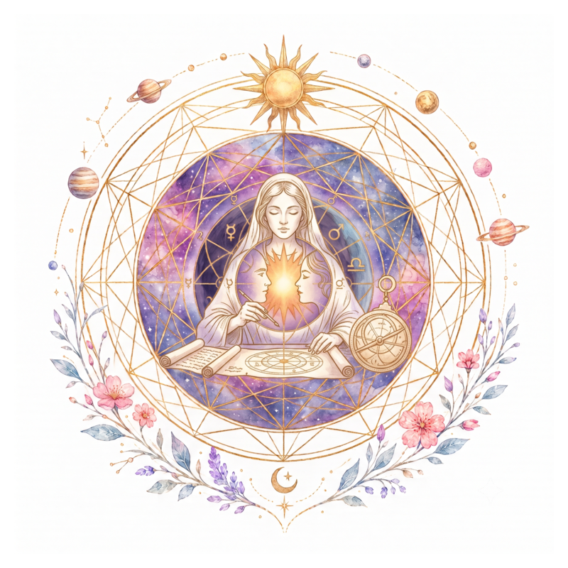 An illustration representing Synastry