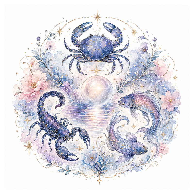 An illustration representing Water Signs