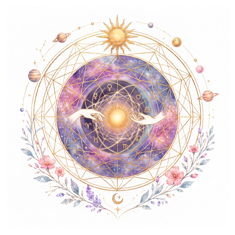 An illustration representing Zodiac Compatibility