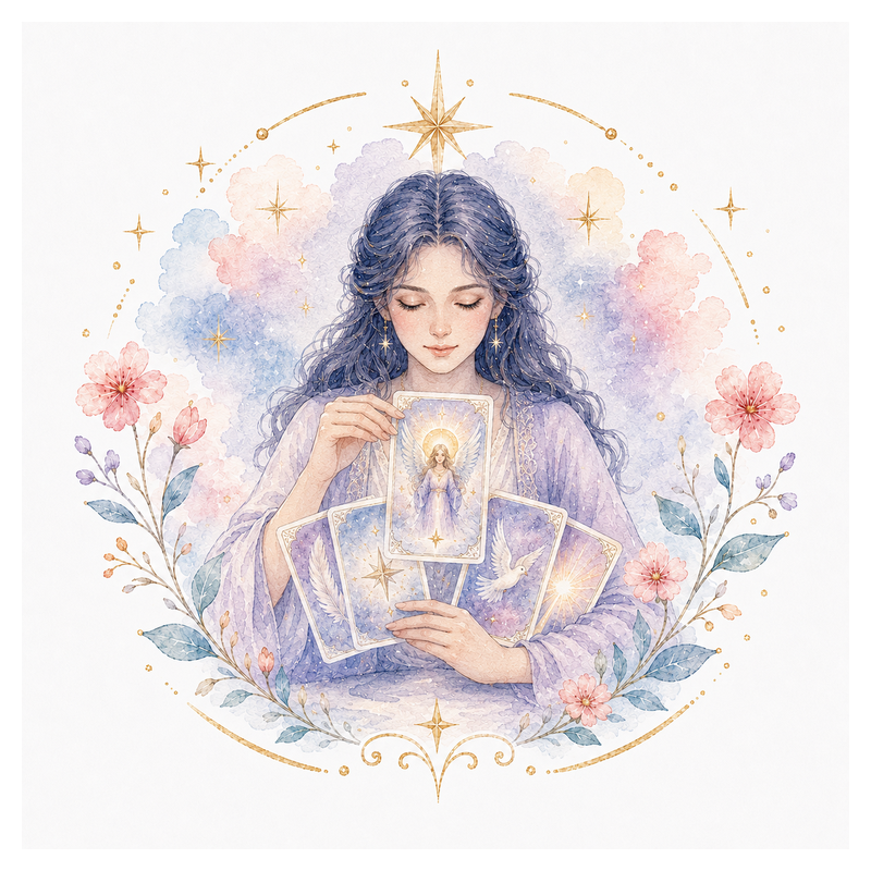 An illustration representing Angel Cards