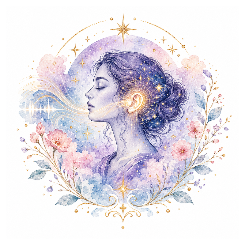 An illustration representing Clairaudience (Clear Hearing)