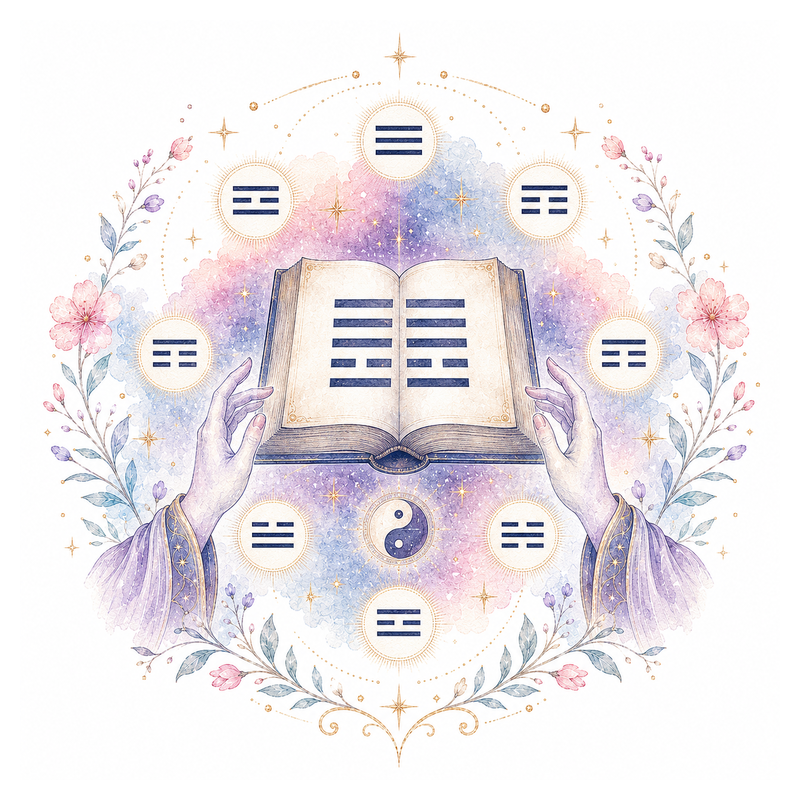 An illustration representing I-Ching Reading