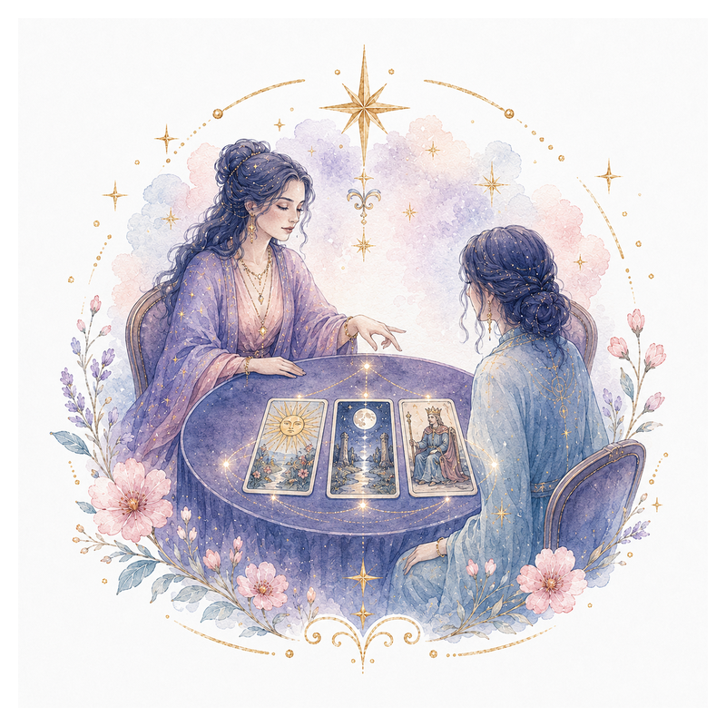 An illustration representing Tarot Reading