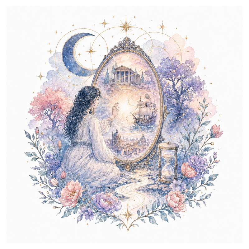 An illustration representing Past Life Reading