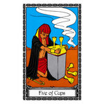 Illustration of the Five of Cups tarot card