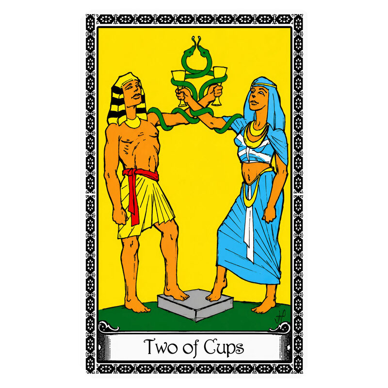 Illustration of the Two of Cups tarot card