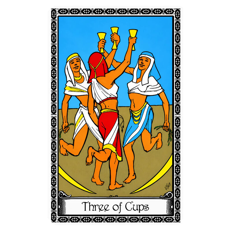 Illustration of the Three of Cups tarot card