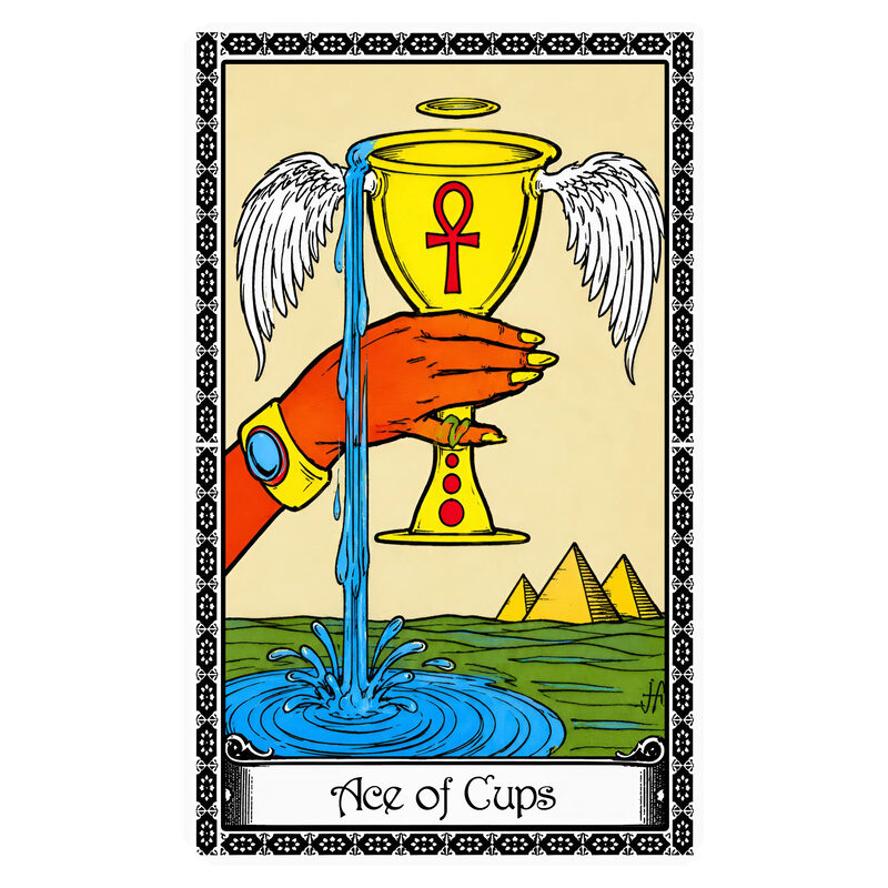 Illustration of the Ace of Cups tarot card