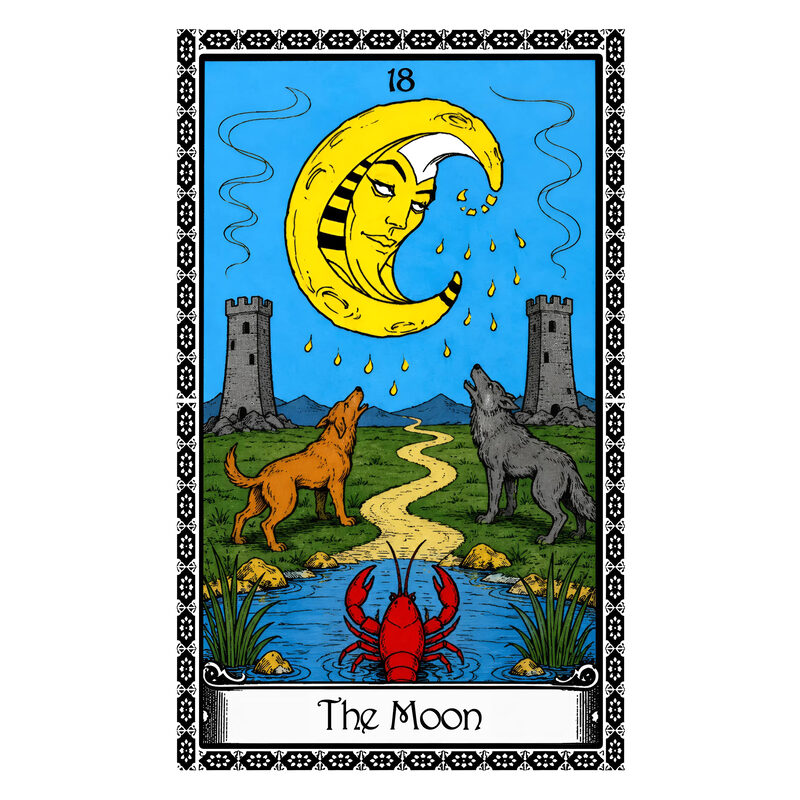Illustration of the The Moon tarot card