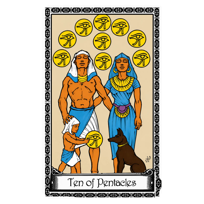 Illustration of the Ten of Pentacles tarot card