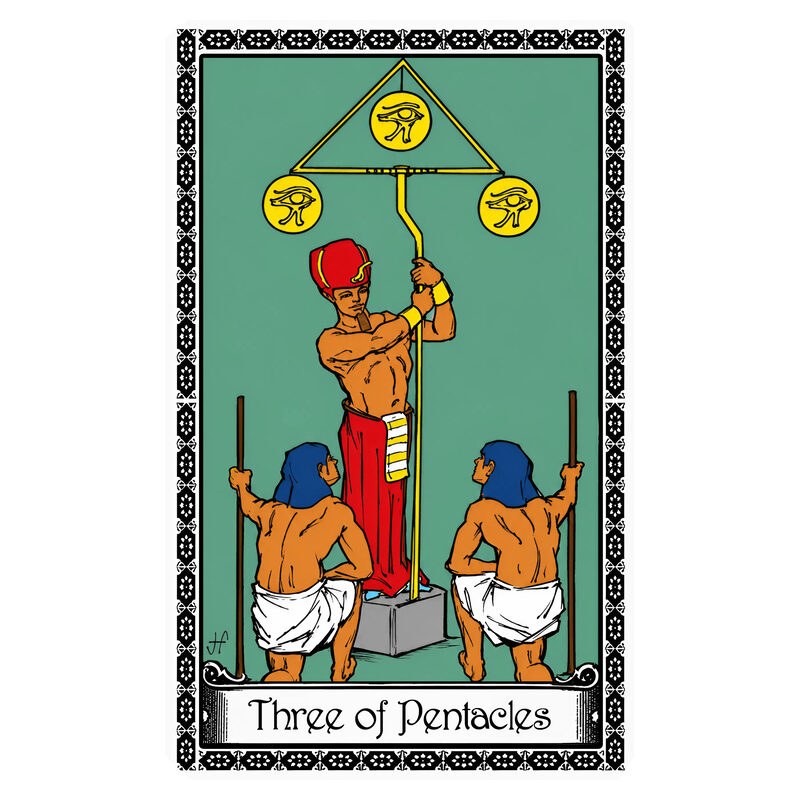 Illustration of the Three of Pentacles tarot card