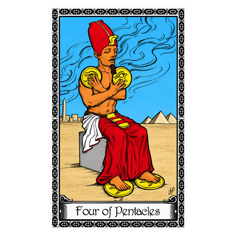Illustration of the Four of Pentacles tarot card