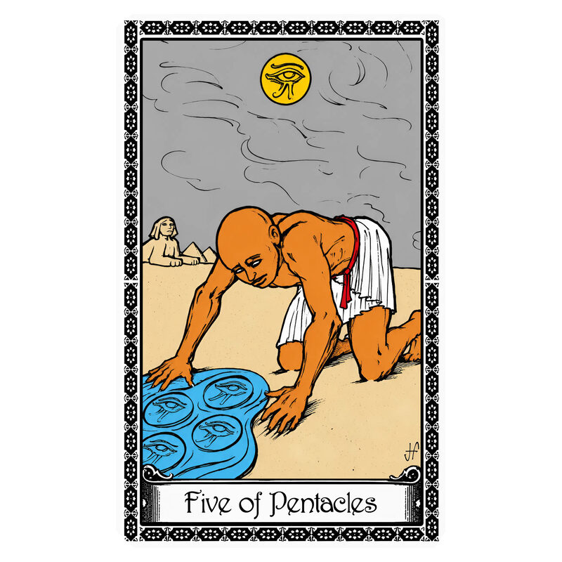Illustration of the Five of Pentacles tarot card