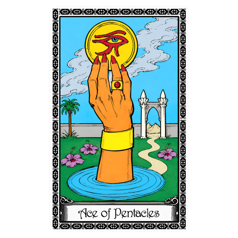 Illustration of the Ace of Pentacles tarot card