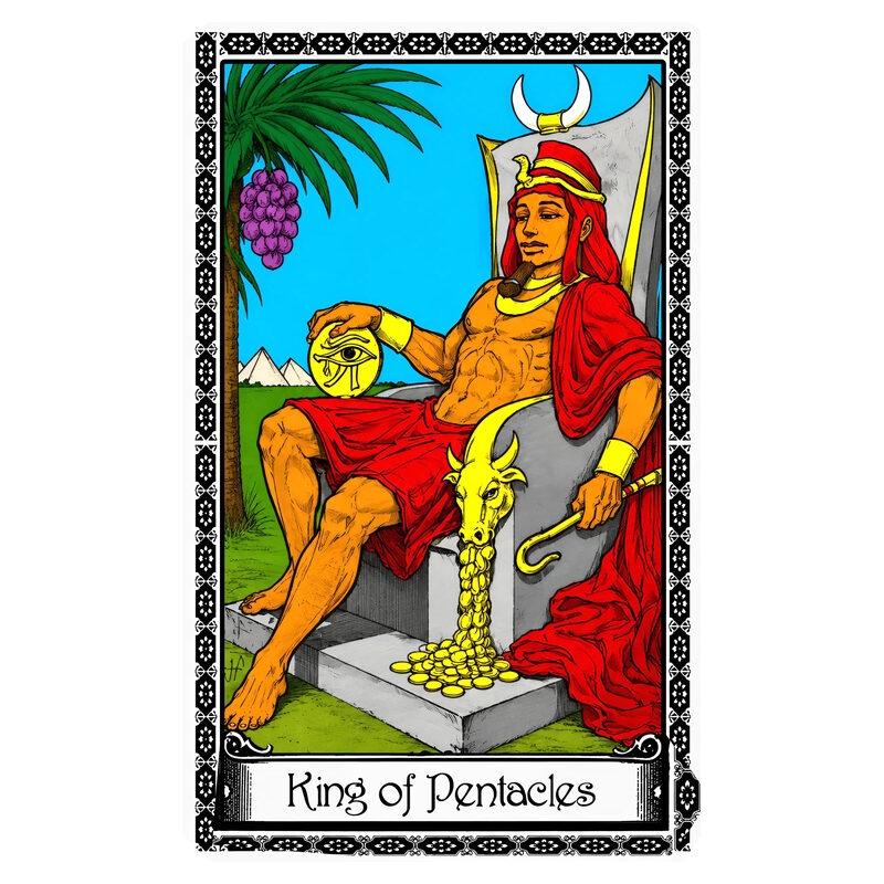 Illustration of the King of Pentacles tarot card