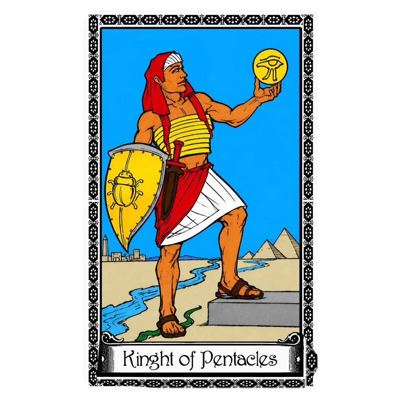 Illustration of the Knight of Pentacles tarot card