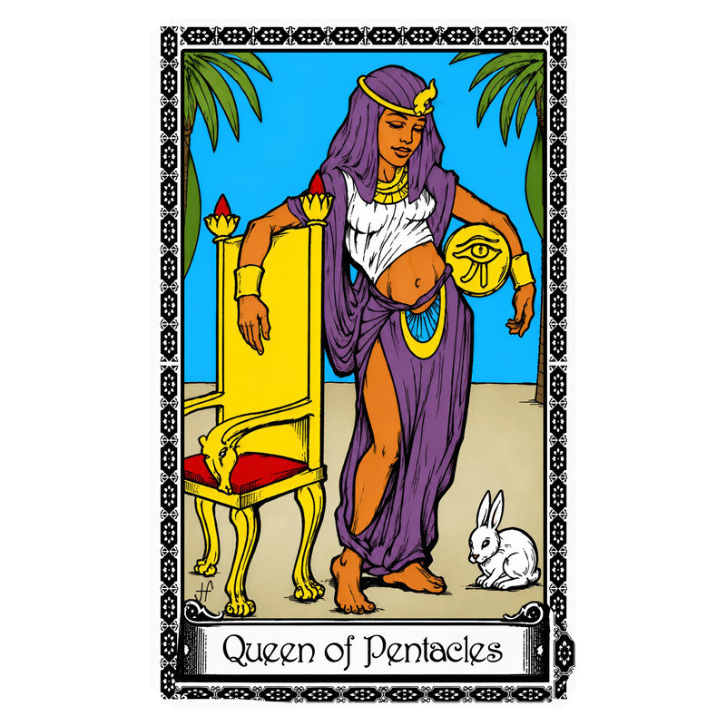 Illustration of the Queen of Pentacles tarot card