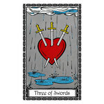 Illustration of the Three of Swords tarot card