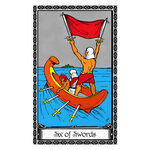 Illustration of the Six of Swords tarot card