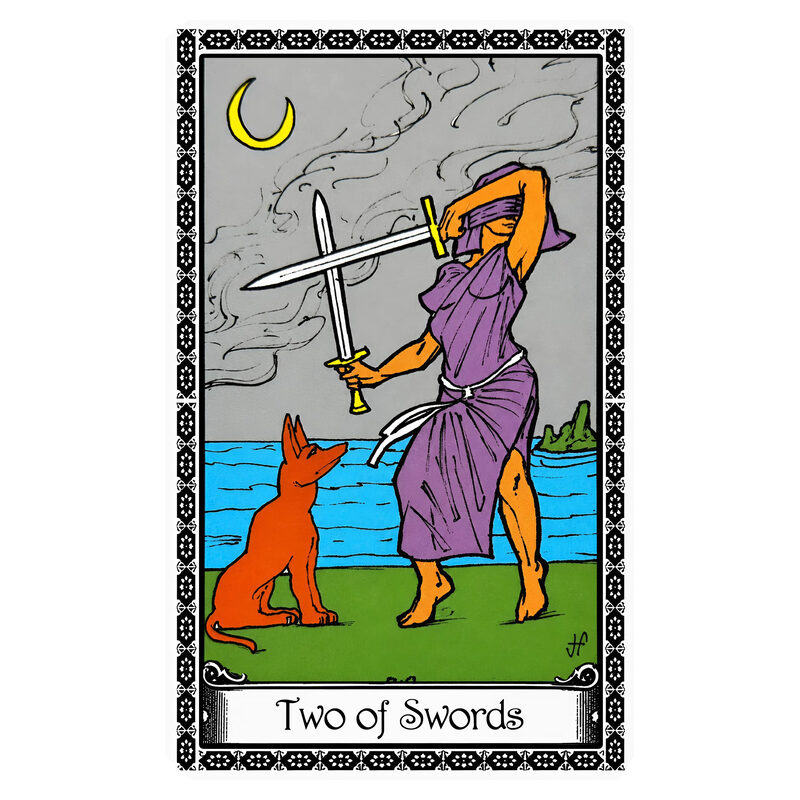 Illustration of the Two of Swords tarot card