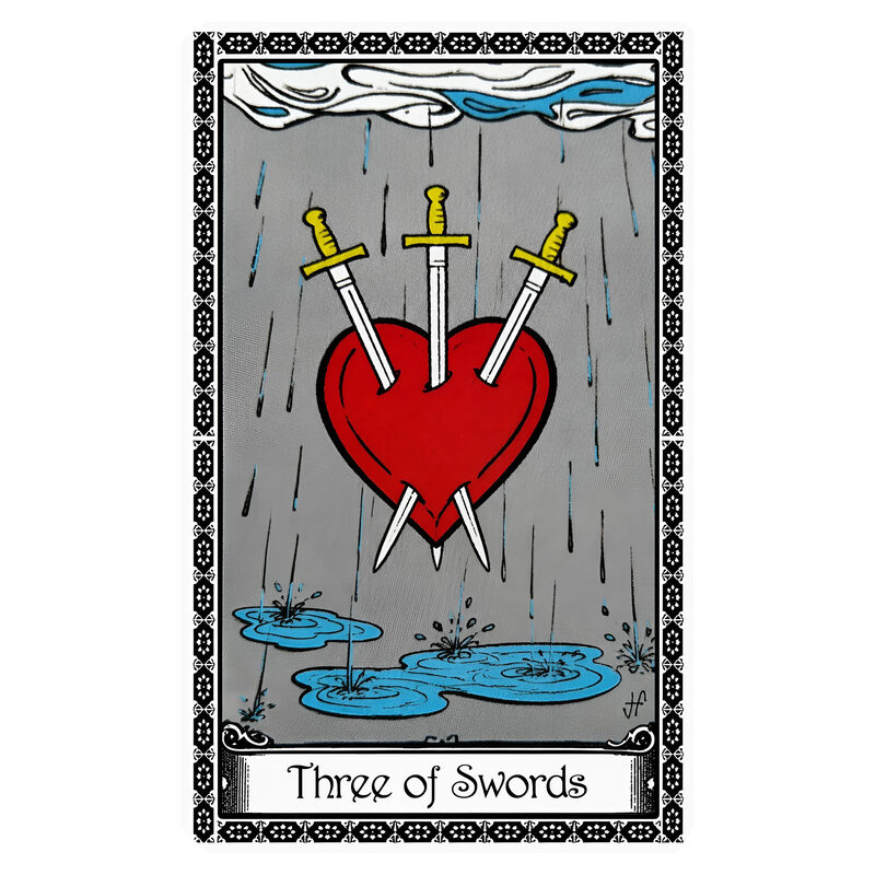 Illustration of the Three of Swords tarot card