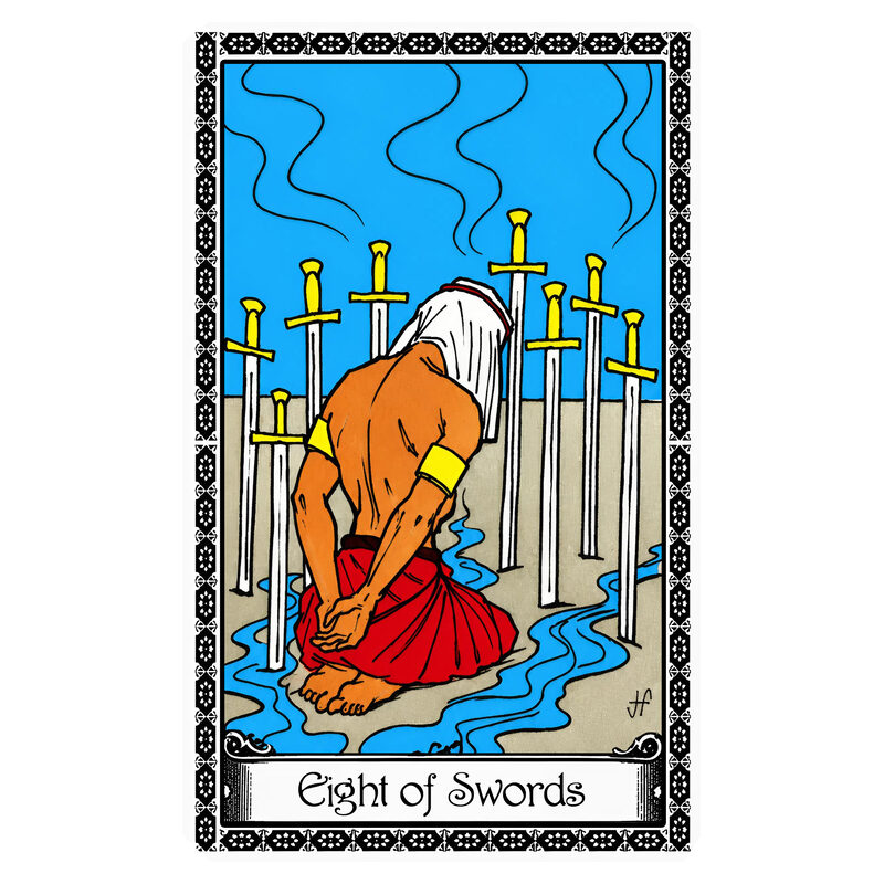 Illustration of the Eight of Swords tarot card
