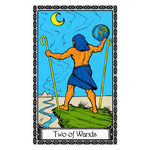 Illustration of the Two of Wands tarot card