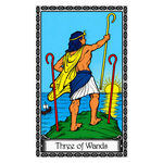 Illustration of the Three of Wands tarot card