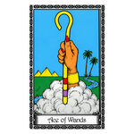 Illustration of the Ace of Wands tarot card