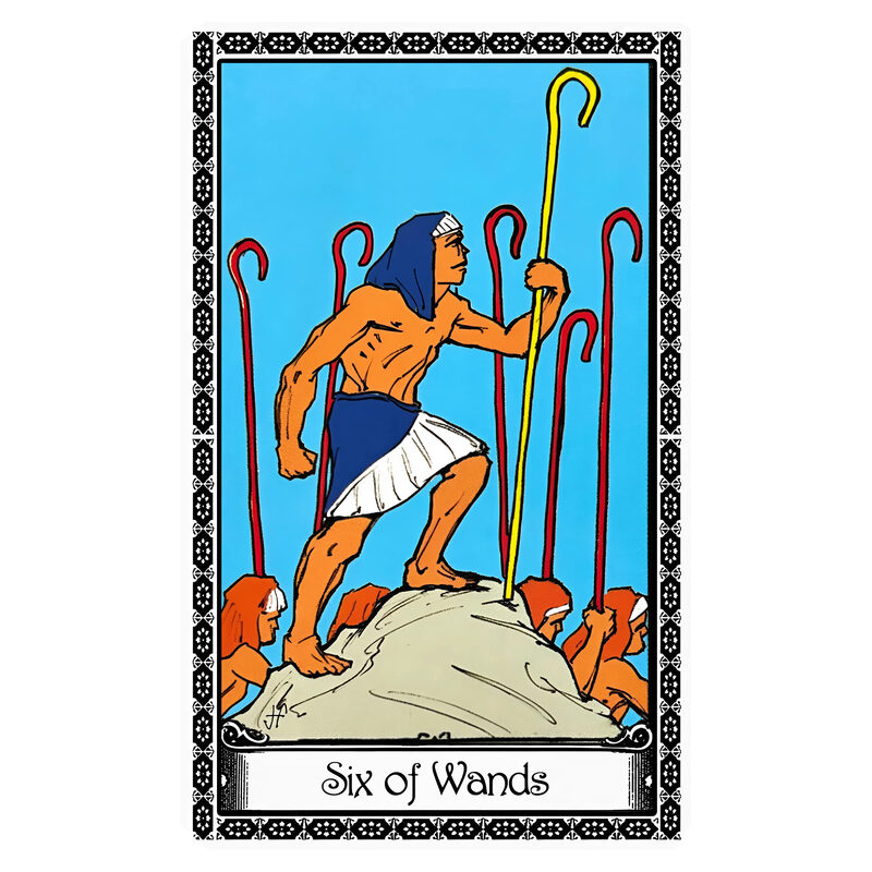 Illustration of the Six of Wands tarot card