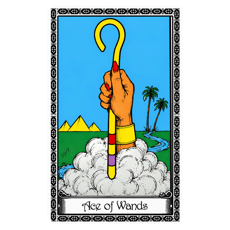 Illustration of the Ace of Wands tarot card