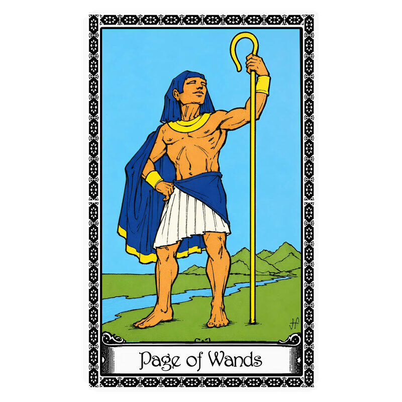 Illustration of the Page of Wands tarot card