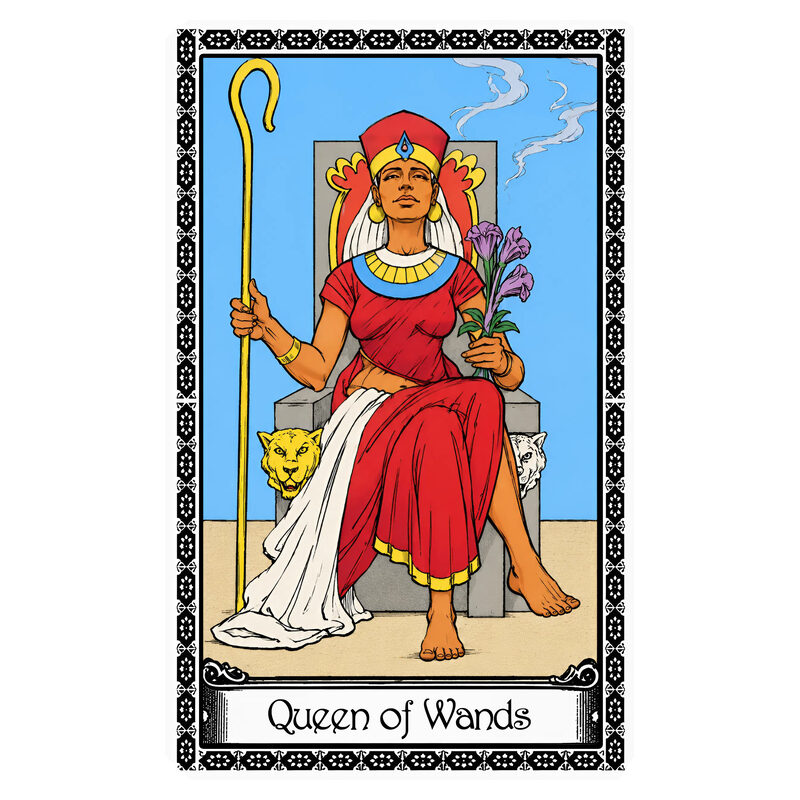 Illustration of the Queen of Wands tarot card