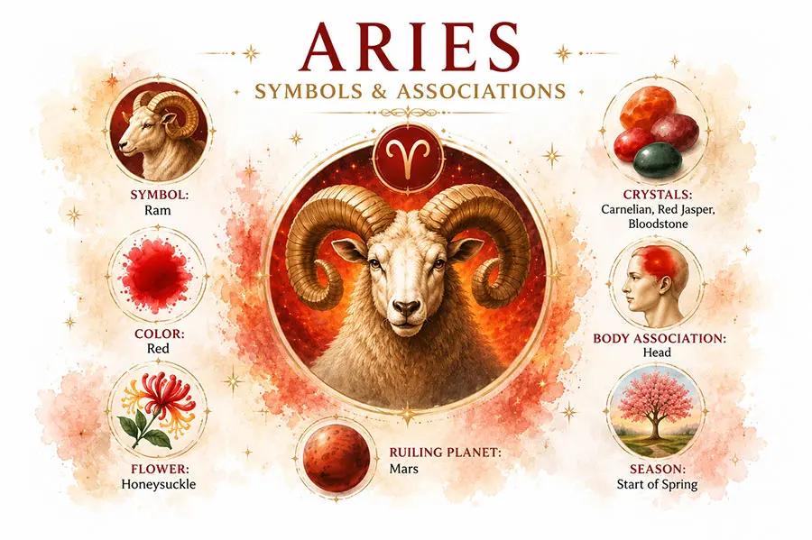 Aries zodiac symbols and associations