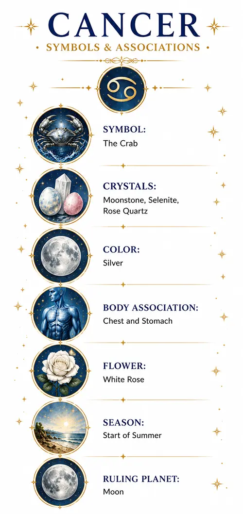 Cancer zodiac symbols and associations