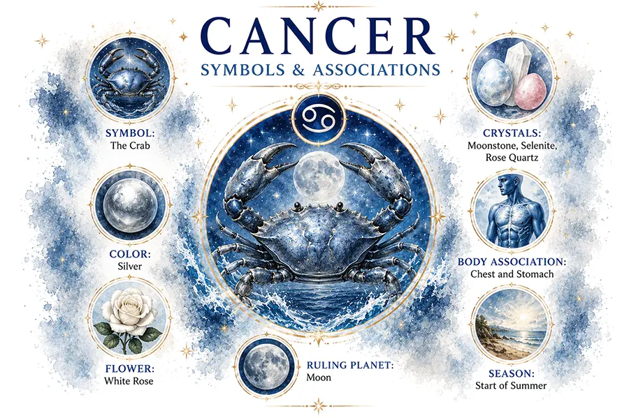 Cancer zodiac symbols and associations