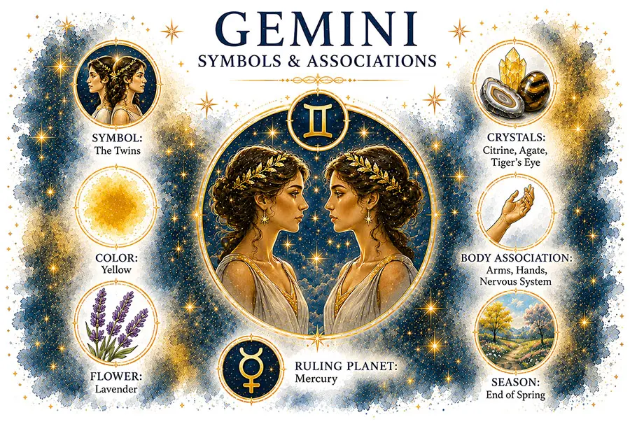Gemini zodiac symbols and associations