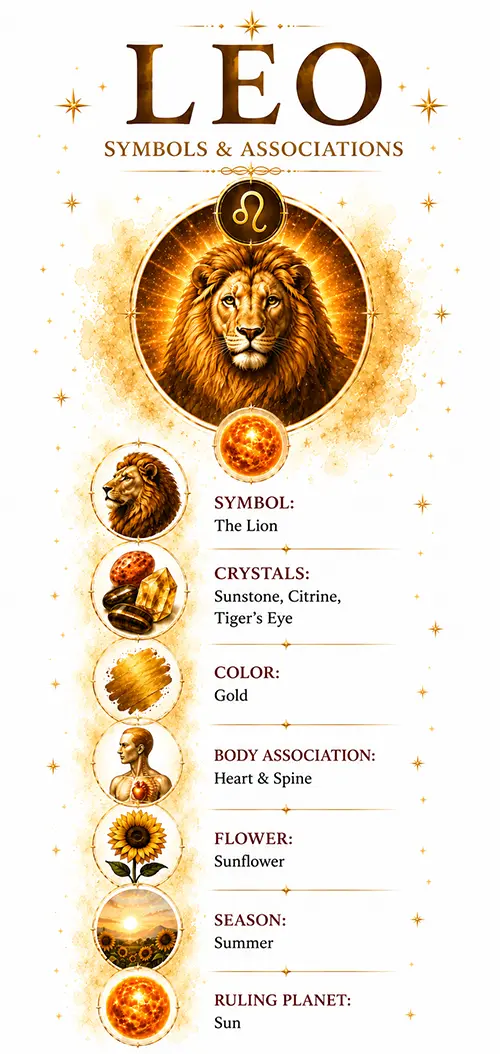 Leo zodiac symbols and associations