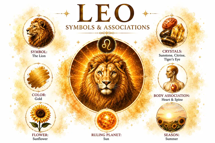 Leo zodiac symbols and associations