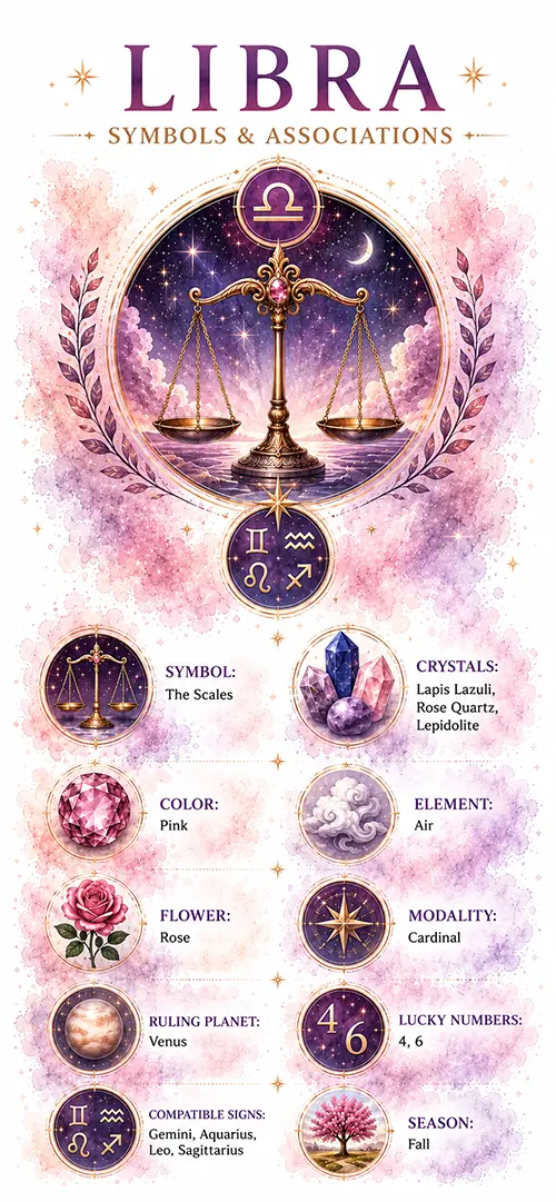 Libra zodiac symbols and associations