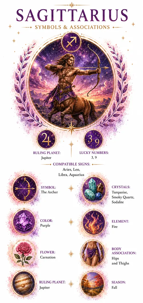 Sagittarius zodiac symbols and associations