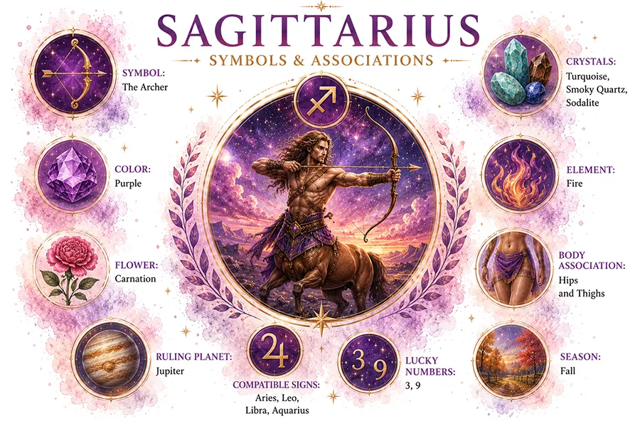 Sagittarius zodiac symbols and associations