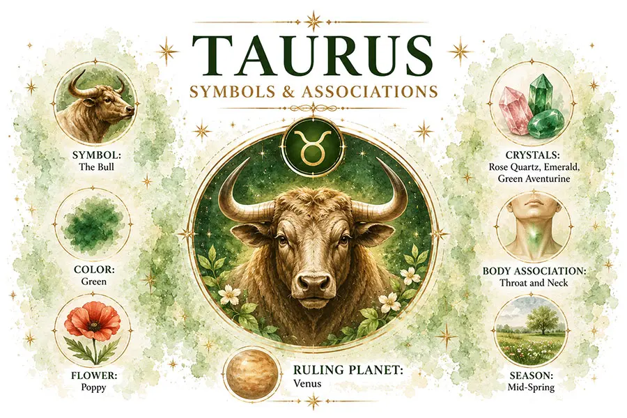 Taurus zodiac symbols and associations